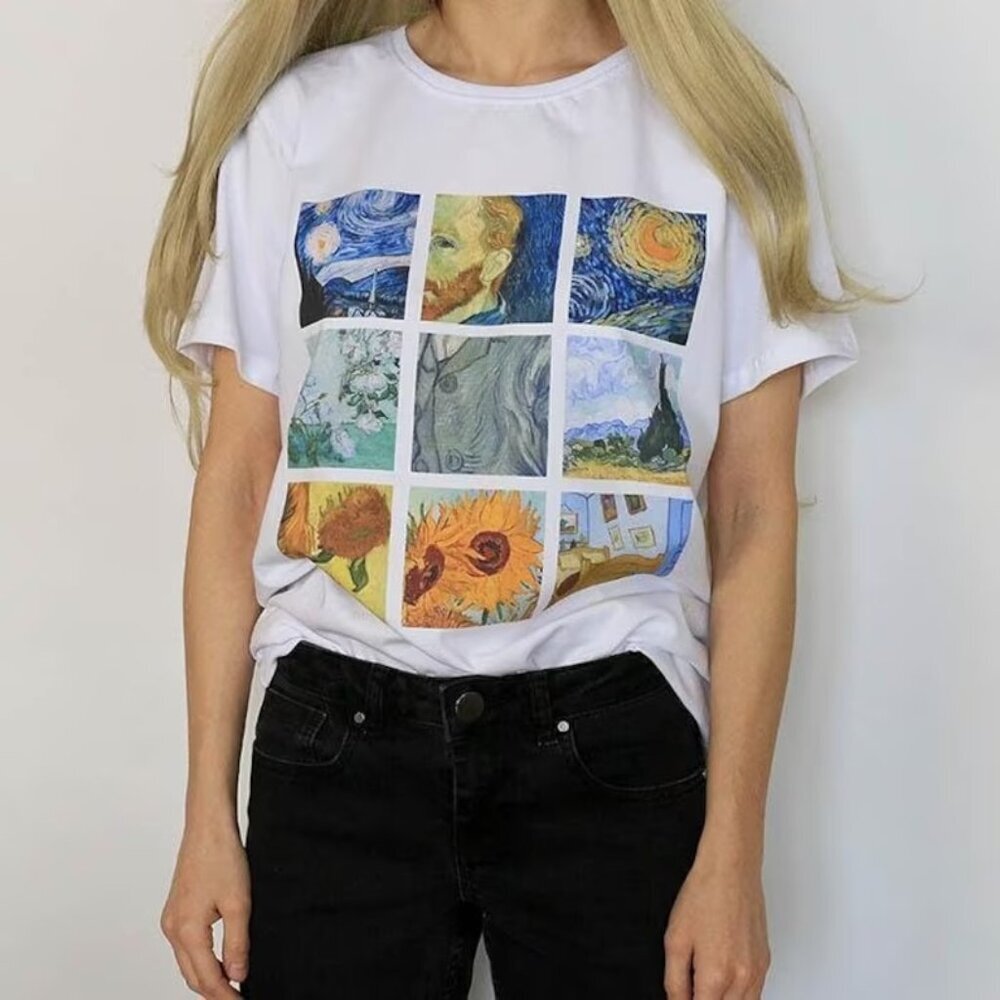 Van Gogh Collage Abstract Art Painting Fan Gift Graphic Artist T-shirt 05